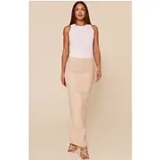 Tall Natural Premium Linen Look A Line Maxi Skirt, Natural