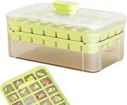 Ice Tray Molds | Double Layer Ice Storage Box | with Scoop Food-Grade Silicone Pressing Maker Container Reusable for Freezer Fridge