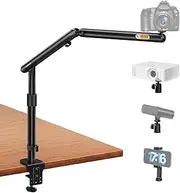 Overhead Camera Mount, Adjustable Desk Mount with Flexible Aluminum Spring Arm, 360° Ball Head, 1/4" 3/8" Screw & Phone Clamp for DSLR Cameras, Light, Heavy Microphones, and Smartphones