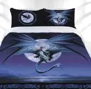 Anne Stokes Moonstone Quilt Cover Set Halloween Dragon Moon Polyester Decor Art