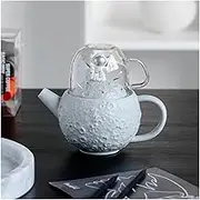 XENITE Tea Kettle Teapot 380ML Teapot Cup Set Creative Moon and Astronaut Shaped Teapot Ceramic Tea Maker and Glass Cup Coffee Maker Tea Kettle Teapots