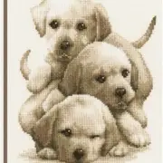 Labrador Puppies Cross Stitch Delight Kit - Create Adorable Canine Art!
