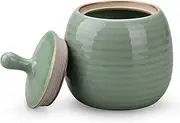 Amoysanli Kitchen Canisters Vintage Ceramic Food Storage Jar with Airtight Lid for Tea, Coffee, Herb, Sugar, Spice, Nuts (Green(ICE))