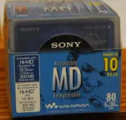 SONY MINI DISC MD - 80 Minute Recordable - BRAND NEW - Box 0f 10 - SEALED