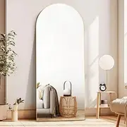 CASSILANDO Arched Full Length Mirror 165 × 60cm, Floor Big Standing Mirror, Against Wall for Bedroom,Dressing and Wall-Mounted Thin Frame Mirror, Gold