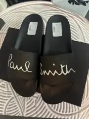 PAUL SMITH Mens Script Logo Slides Sandals Black Size US 11 NWB