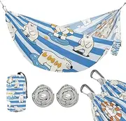 Blue White Striped Bear 330lb Capacity Hammocks for Camping with Portabl Carry Bag Swing Hammock for Patio Backyard Lounge Base accesorios para campamento
