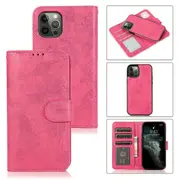Pro Max Case Card Slots Retro Leather Wallet Shockproof Flip Cover Magnetic Closure Bookstyle Stand Case - Rose Red