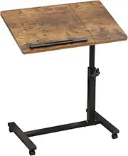 LINGMI Overbed Bedside Desk Mobile Rolling Laptop Stand Tilting Overbed Study Table with Wheels Height Adjustable Tray Table for Laptop Bed Sofa Side Table (Tiger0203)