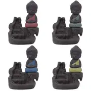 Ceramic Little Monk Smoke Backflow Cone Censer Holder Incense for Decorat