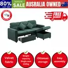 3 Seater Sofa Lounge Set Modular Couch Drawers&Ottoman Velvet Green
