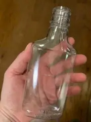 200 ml Clear PET Flask Bottle with Black Tamper Evident Cap. Set of 10.