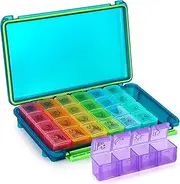 Weekly Pill Organizer 7 Days 4 Times a Day, Water-Resistant Travel Pill Box, Weekly Pill Case, Pill Container with Extra Case