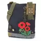New Chala Patch Crossbody Bag Canvas Denim Navy Blue RED POPPY Coin Purse gift
