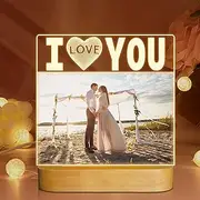 [Attivolife] I Love You Picture Frame, Light up Photo Frame with Warm LED Night Light, Desktop Display Creative Memory Gifts for Couple Women Mom Valentine Day Wedding Anniversary Present(4x6'' Photo)