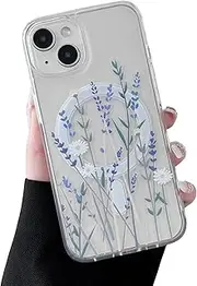ZTOFERA for iPhone 14 Case/iPhone 13 Case, Magnetic Clear Floral Compatible with MagSafe Shockproof TPU Phone Cover - Lavender