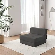 [ZeeFu] Fold Sofa Couch Bed,Memory Foam Floor Futon Sofa Bed,Convertible Sleeper Sofa Chair Bed,Modern Grey Linen Fabric Comfortable Sofa Mattress Bed for Living Room/Dorm/Guest/Office/Caravans/Studio