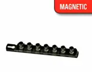 ERNST 8426M 8" Long 1/4" Drive Magnetic Socket Organizer Rail w/9 Clips - Black