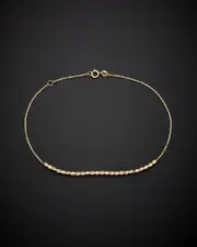 14K Italian Gold Adjustable Beaded Anklet