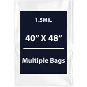 1.5Mil 40" X 48" | LDPE Clear Flat Poly Bags, Flexible & Durable | Multiple Bags