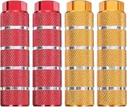 sourcing map 2 Pairs Bike Pegs Aluminum Alloy Rear Stunt Pegs Anti-Skid Stripe Back Seat Stands Fit 3/8" Axles for Mountain Bike, Red & Yellow