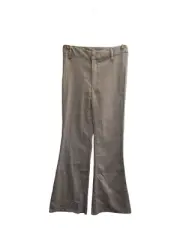 Forever 21 Large Long Brown Plaid Flare Pants Retro 70s Academia Y2K NEW #3815