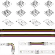 BTF-LIGHTING SMD 6 Pin 12mm 0.47in Width Transparent Connector Kit,4xGapless Solderless 8pcs Corner Connector, 4pcs 5.9in Long 22AWG Extension Wires,Support 5050 SMD RGBCCT LED Strip