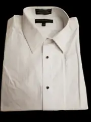 New 16 x 34 35 Tuxedo Shirt Cotton Perry Ellis White Lay Down Spread Very Nice