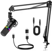 XLR/USB Gaming Microphone Kit, Dynamic Mic for Podcasting Streaming, PC Micro...