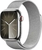 [Apple] Watch Series 9 [GPS + Cellular 41-mm] Smartwatch with Stainless Steel Case with Silver Milanese Loop One Size