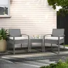 3 Piece Wicker Outdoor Table Chair Setting Patio Furniture Rattan Garden Grey