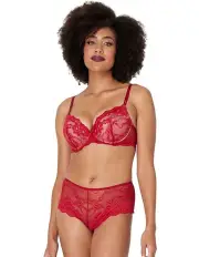 [Pleasure State] My Fit Lace Brazilian Brief in Jester Red
