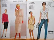 2 Vogue Patterns 7576 & Vogue Woman 9976 Sz 14-18 Top Shorts Pants Jacket Skirt