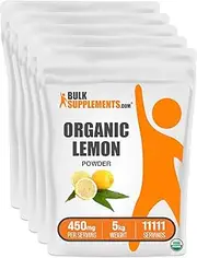 BulkSupplements.com Organic Lemon Powder - Natural Vitamin C Source, Fruit Powder, Lemon Flavoring - For Smoothies & Juice, Gluten Free - 450mg per Serving, 5kg, Pack of 5 (11 lbs)