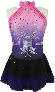 [Zagitova] Ice Figure Skating Dress for Girls with Shiny Rhinestone Sleeveless Gradient Women Competition Outfits