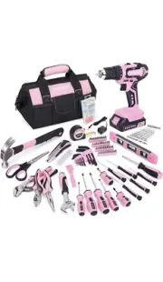 FASTPRO 232-Piece 20V Pink Cordless Lithium-ion Drill Driver and Home Tool Set .