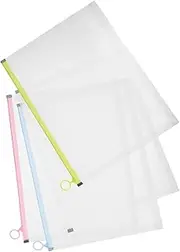 Angoily 1set Document Envelopes Transparent File Pockets Capacity Plastic Storage Bags for Office Supplies and Lightweight File Folders for Home and Office Organization 4pcs
