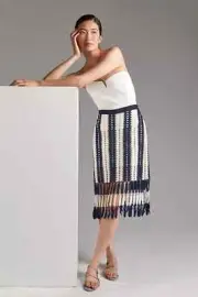 NEW Anthropologie Eva Franco Crochet Midi Skirt Size SP