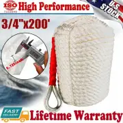 3/4" x 200' Anchor Nylon Rope Twisted Dockline dock line W/ SS Thimble 12592LB