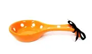 NEW TERRAMOTO ORANGE+WHITE POLKA DOT CERAMIC SPOON REST,HOLDER
