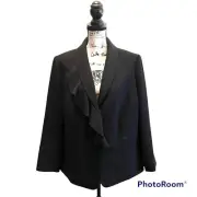 Tahari Arthur Levine ASL Blazer Jacket Black Size 14W NWT Chiffon Formal Office