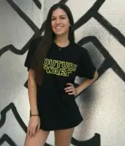 AW18 Moschino Couture Jeremy Scott Star Wars "COUTURE WARS" Black Yellow T-shirt