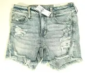 American Eagle Girls 4 Short Next Level Stretch Distressed Midi Jean Shorts, New