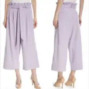 ALICE + OLIVIA $285 Ryan Paperbag Waist Wide Leg Crop Pants Lilac Size 6 NEW