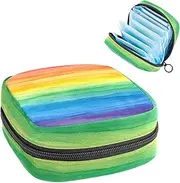Period Bag,Sanitary Napkin Storage Bag,Abstract Art Colorful Stripe Rainbow,Tampon Holder for Purse
