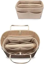 [LEXSION] Felt Purse Bag Organizer Insert with zipper Bag Tote Shaper Fit Speedy Neverfull Beige Size: Large