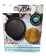 Nostalgia My Mini Snowman Waffle Maker. Blue Limited Edition. 5” Plate