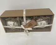 Set of 3 RAE DUNN Ceramic Christmas Ornaments by Magent HOME 2022 PEACE White