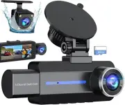 Dash Cam Front and Rear, 2.5K+1440P Triple Car Camera with 32GB Card, 3 Channel