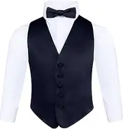 [S.H. Churchill & Co.] Boys 3 Piece Backless Formal Vest Set – Includes Vest, Long Tie and Bow Tie to be Worn with Tuxedo or Suit